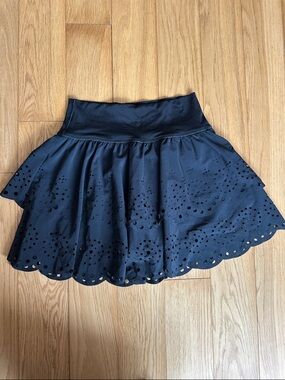 aerie Black Laser-Cut Athletic Skort XS